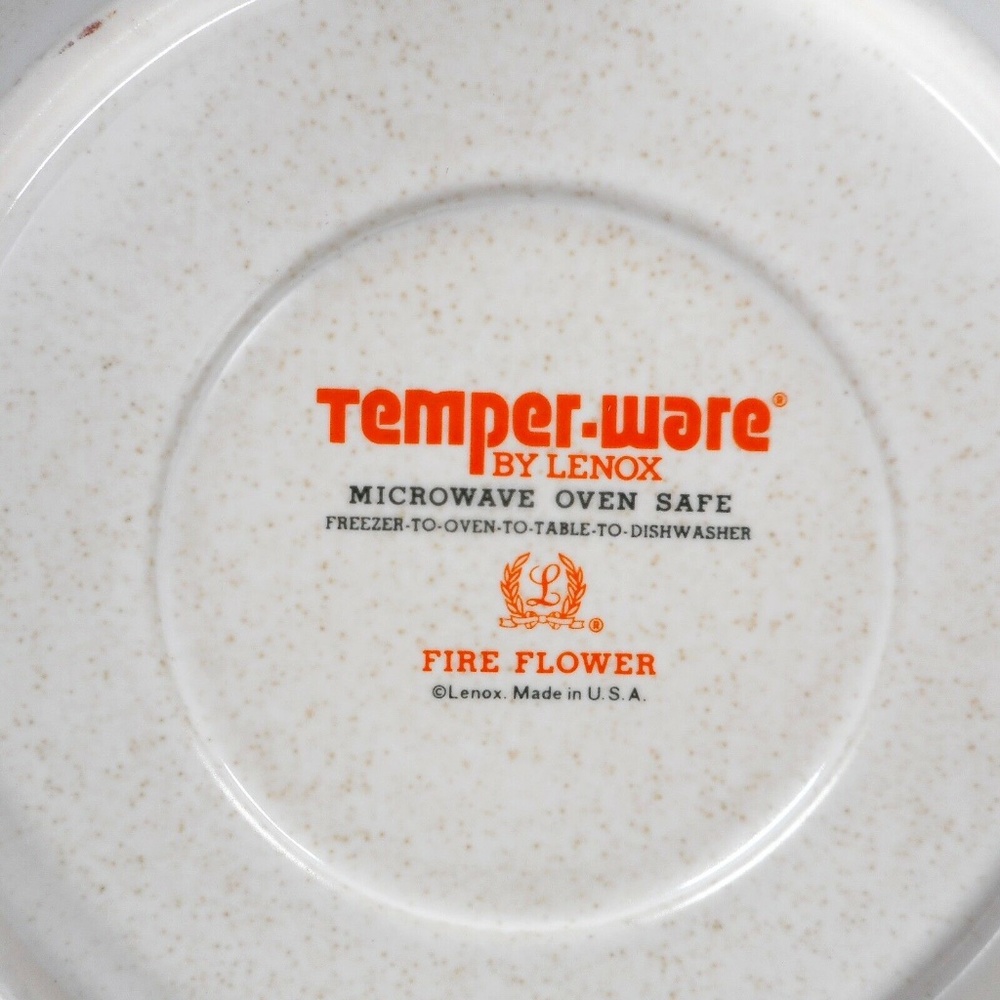 2 Vintage 70s Lenox Orange Fire Flower Temperware Cup Saucer Sets Oven Safe - Picture 6 of 12